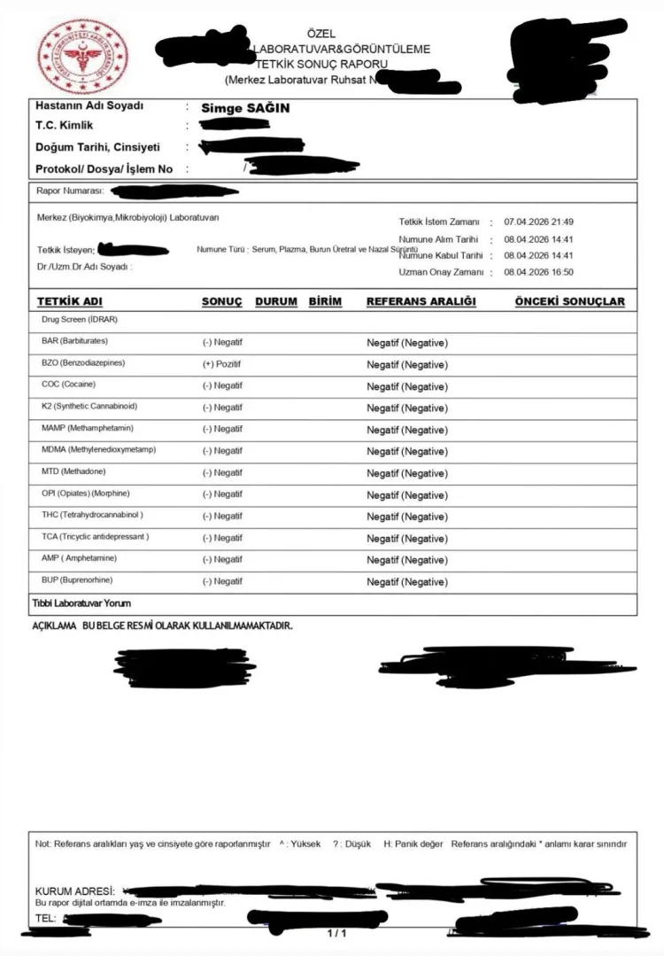 Simge Sağın’ın Test Sonuçları: Temiz Çıktı!