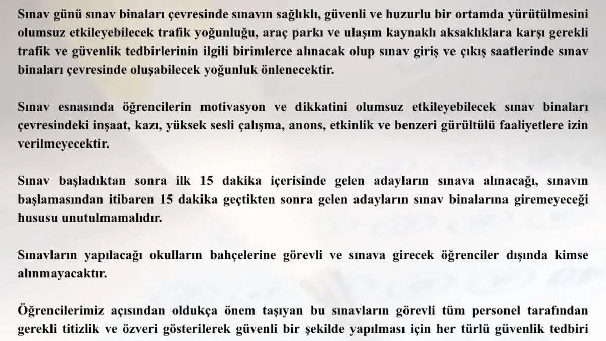 Sınav Gününde Trafik ve Gürültü Önlemleri Alındı!