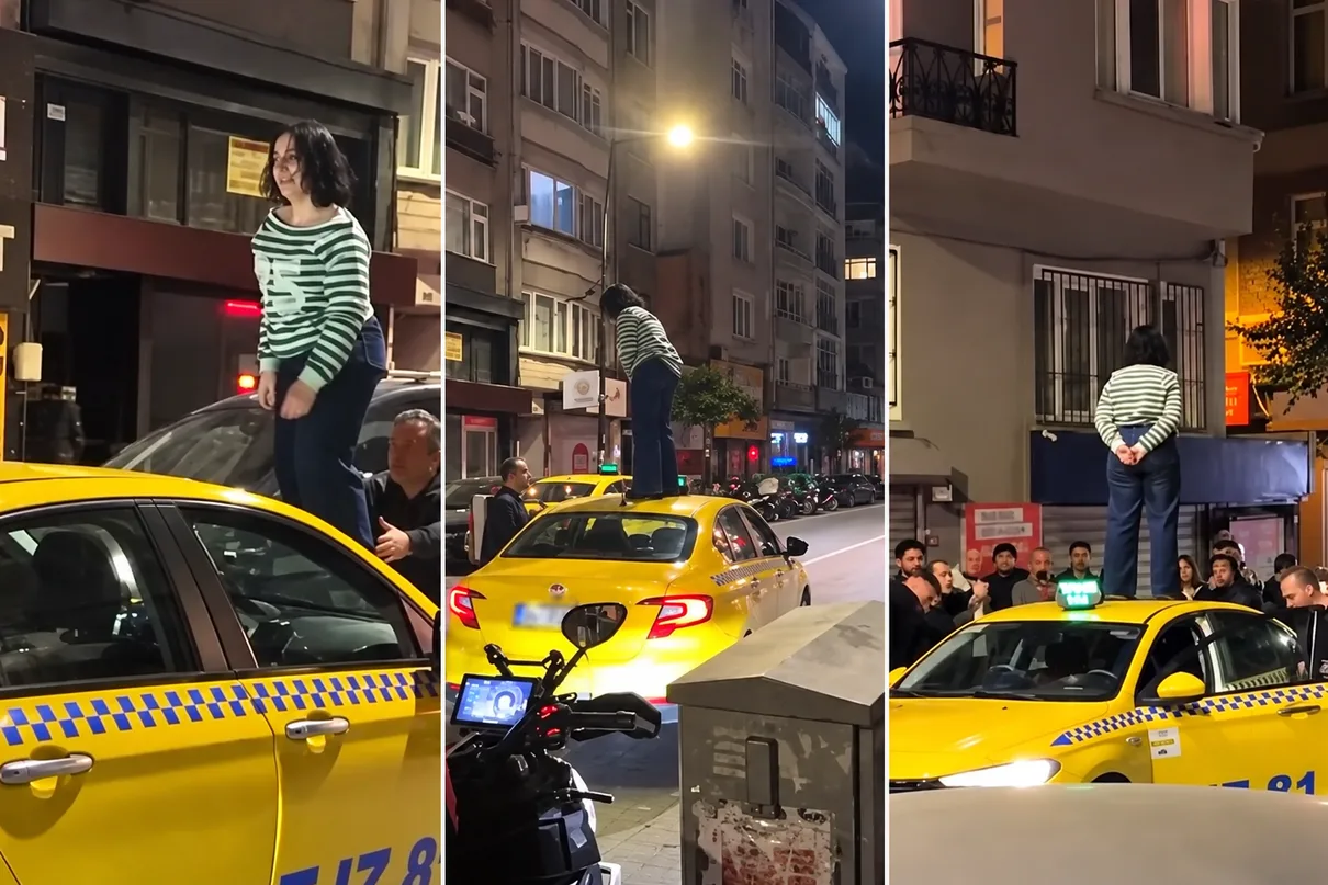 Şişli’de Taksi Krizi: Kadın Aracın Üzerine Çıktı