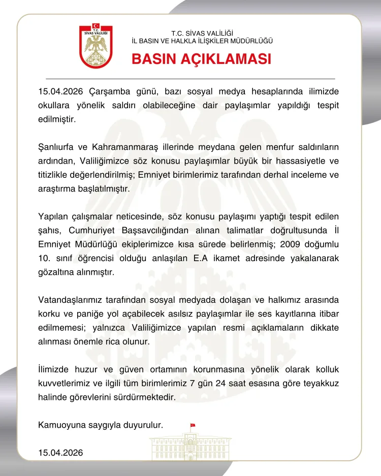 Sivas Valiliğinden Asılsız Saldırı İddialarına Yanıt