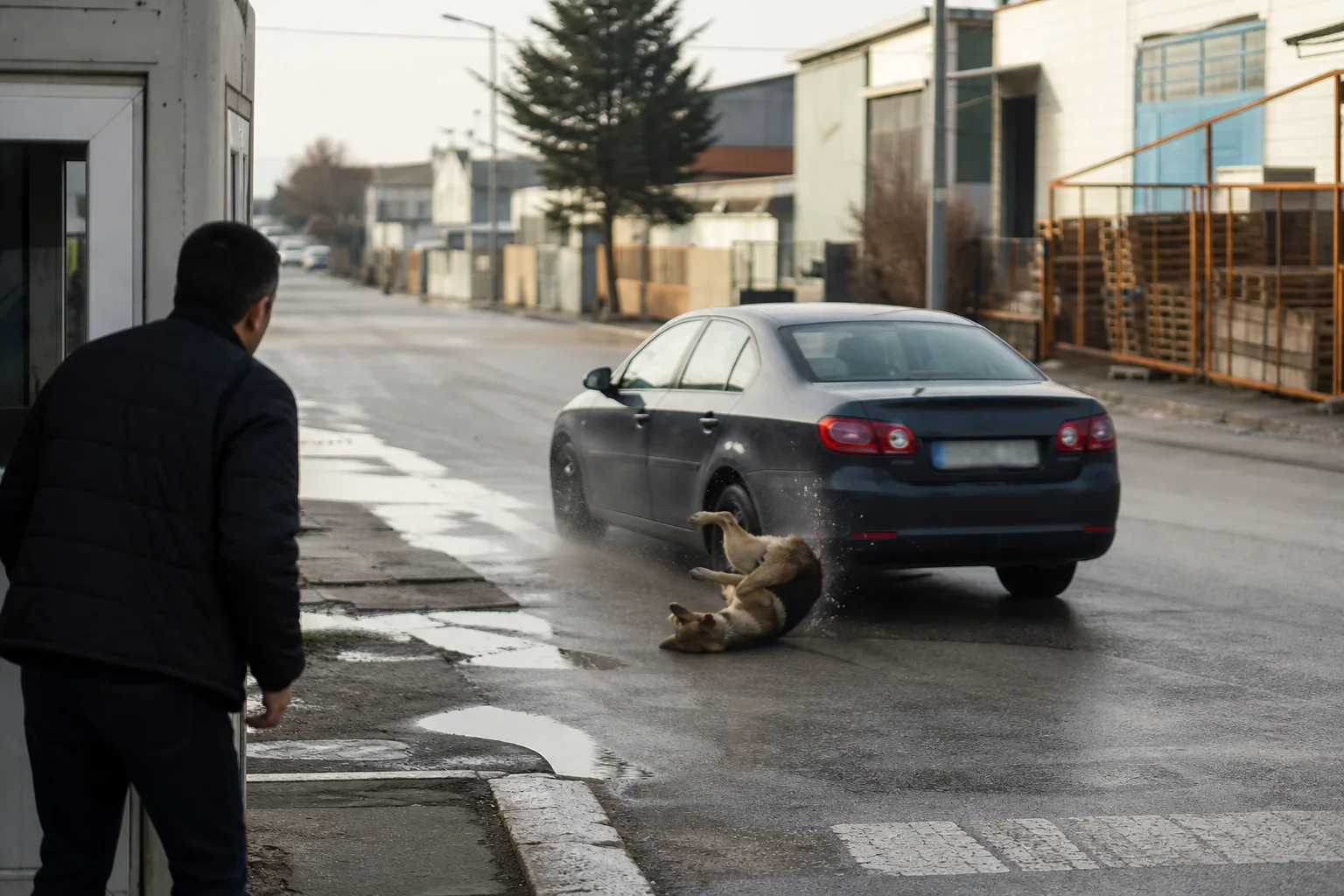 Sokak Köpeğine Çarpan Sürücü Durmadı, Güvenlik Kamerasında