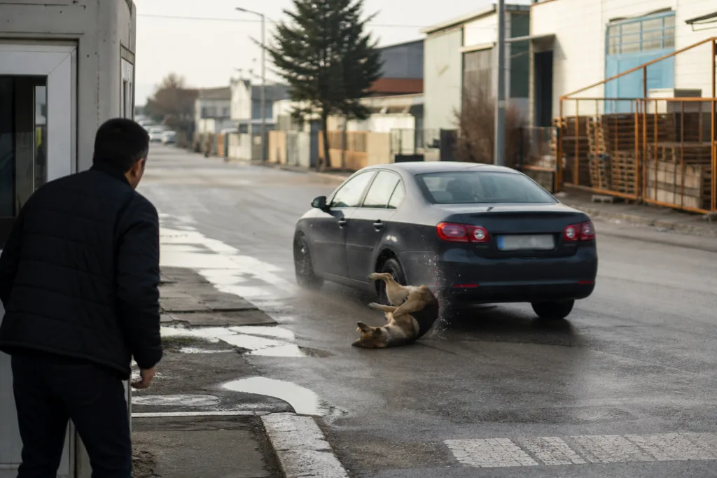 Sokak Köpeğine Çarpan Sürücü Durmadı, Güvenlik Kamerasında