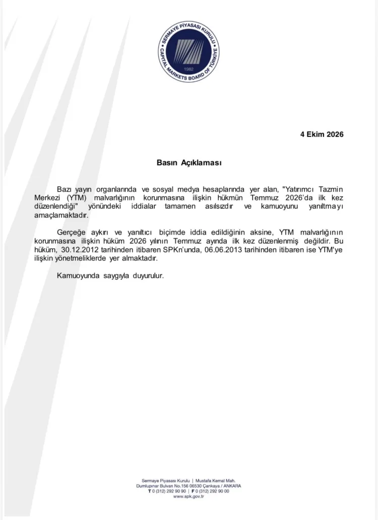 SPK’dan YTM İddialarına Yanıt: Gerçek Farklı!