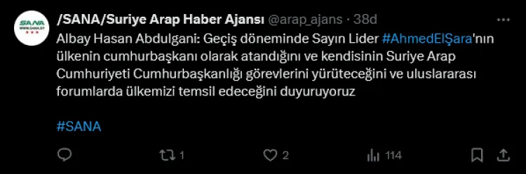 Ahmed El Şara Geçiş Dönemi
