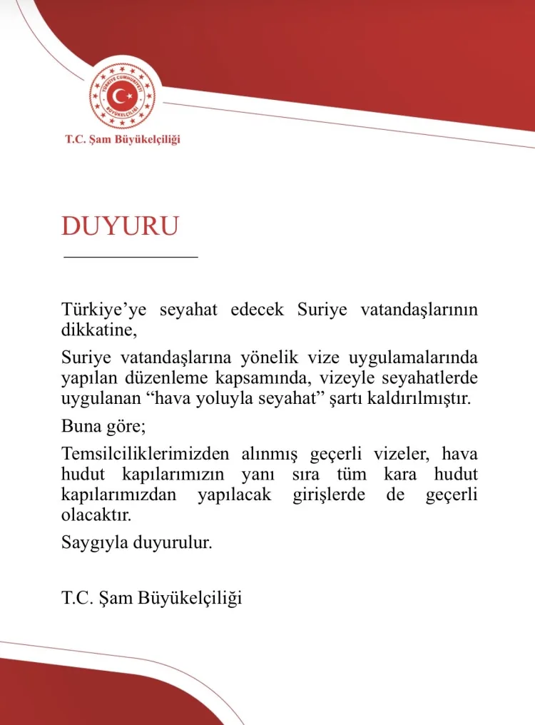 Suriye Vizesinde Yeni Dönem: Kara Yolu Açıldı!