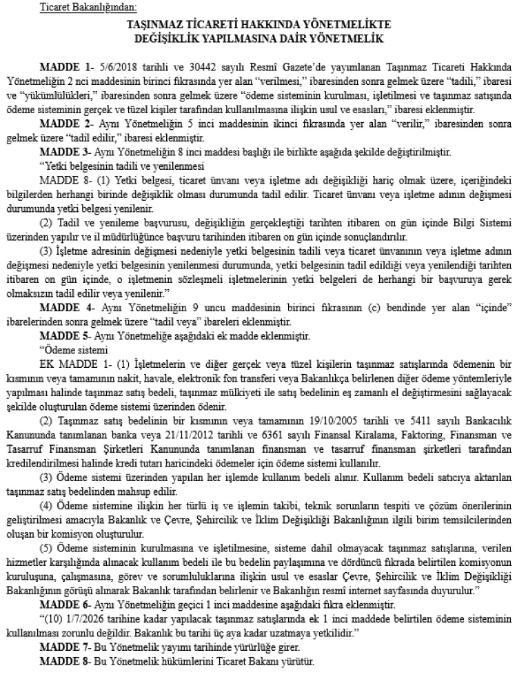 Taşınmaz Satışlarında Güvenli Ödeme Dönemi Başlıyor
