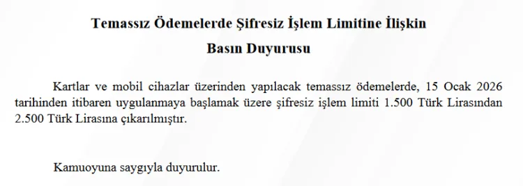 Temassız Ödemelerde Limit 2.500 TL’ye Yükseliyor!