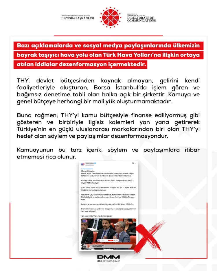 THY Hakkındaki İddialar Dezenformasyon!