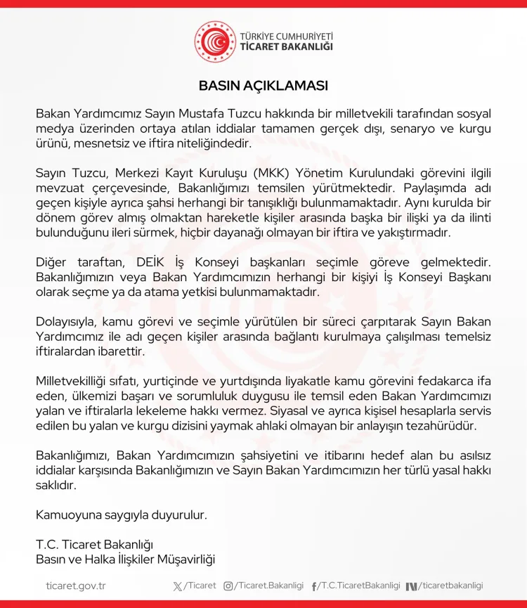 Ticaret Bakanlığı’ndan Tuzcu İddialarına Yanıt!