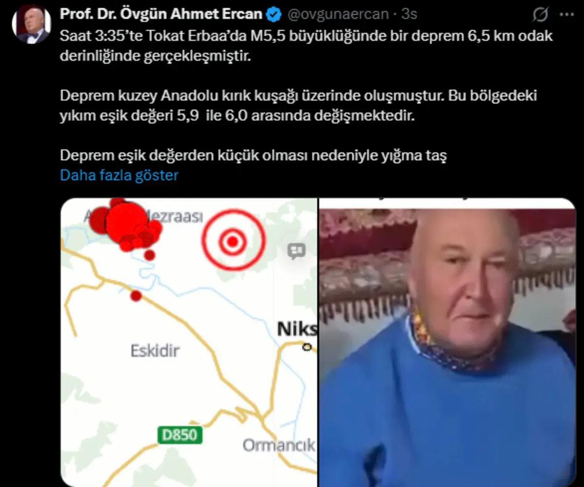 Tokat depremi sonrası Prof. Dr. Övgün Ahmet Ercan o illeri tek tek saydı: 7.0 a kadar ulaşabilir! 3