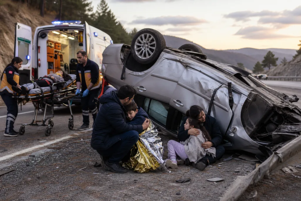 Tosya’da Takla Atan Araçta 6 Kişi Yaralandı