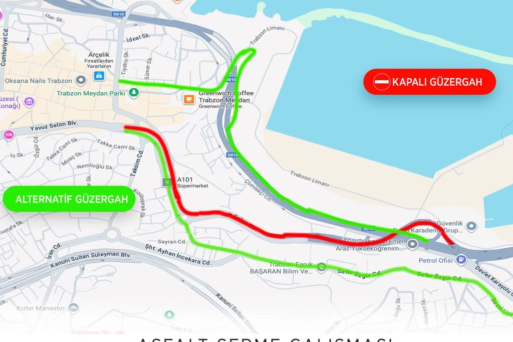 Trabzon’da Asfalt Çalışması: Yol Geçici Kapatıldı