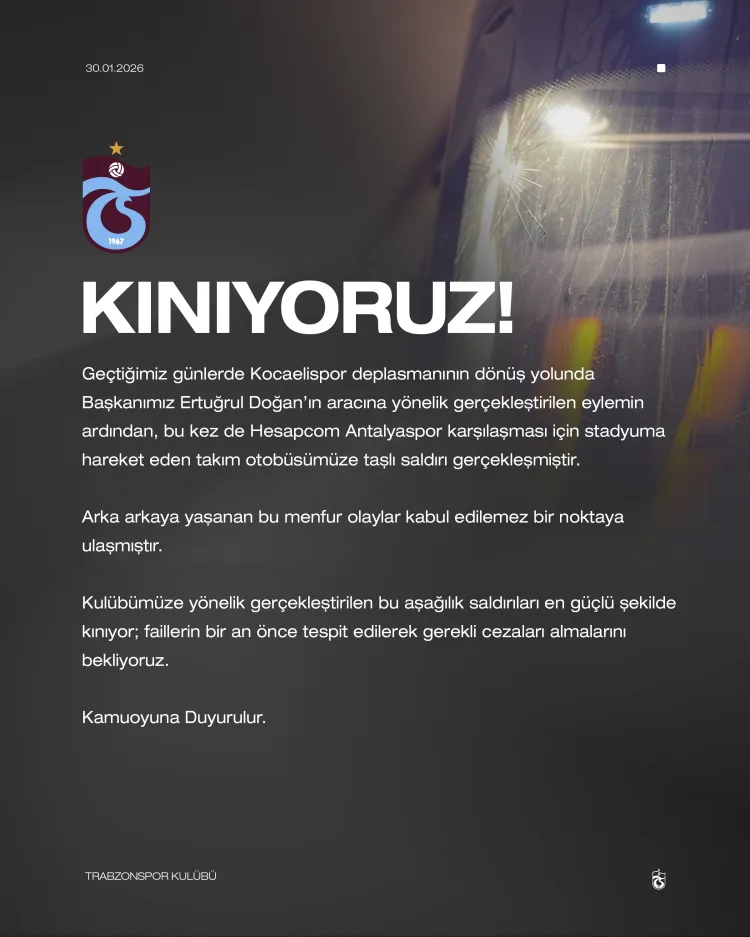 Trabzonspor’a Saldırılar Artıyor: Kınama Geldi!
