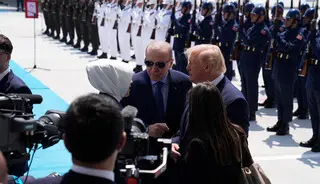 Tarihi kareler! Cumhurbaşkanı Erdoğan, Trump'ı böyle karşıladı