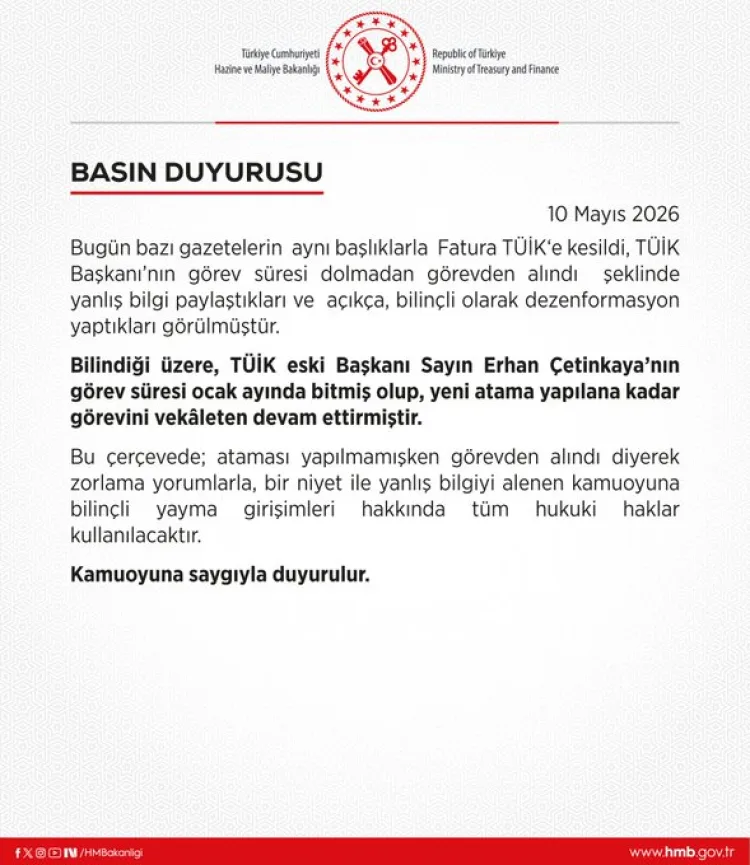 TÜİK Başkanı Görevden Alındı İddiası Yalanlandı