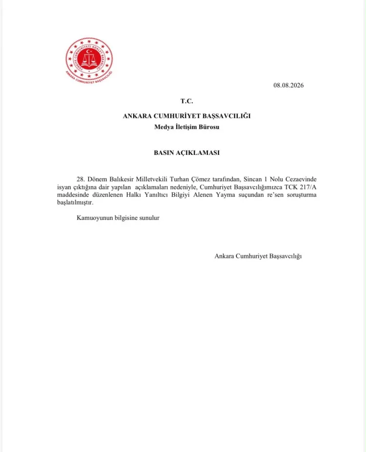 Turhan Çömez’e Cezaevi İsyanı Nedeniyle Soruşturma