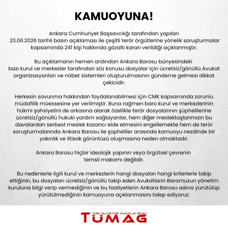 Türk Avukatlar Grubu’ndan Baro’ya Sert Tepki!