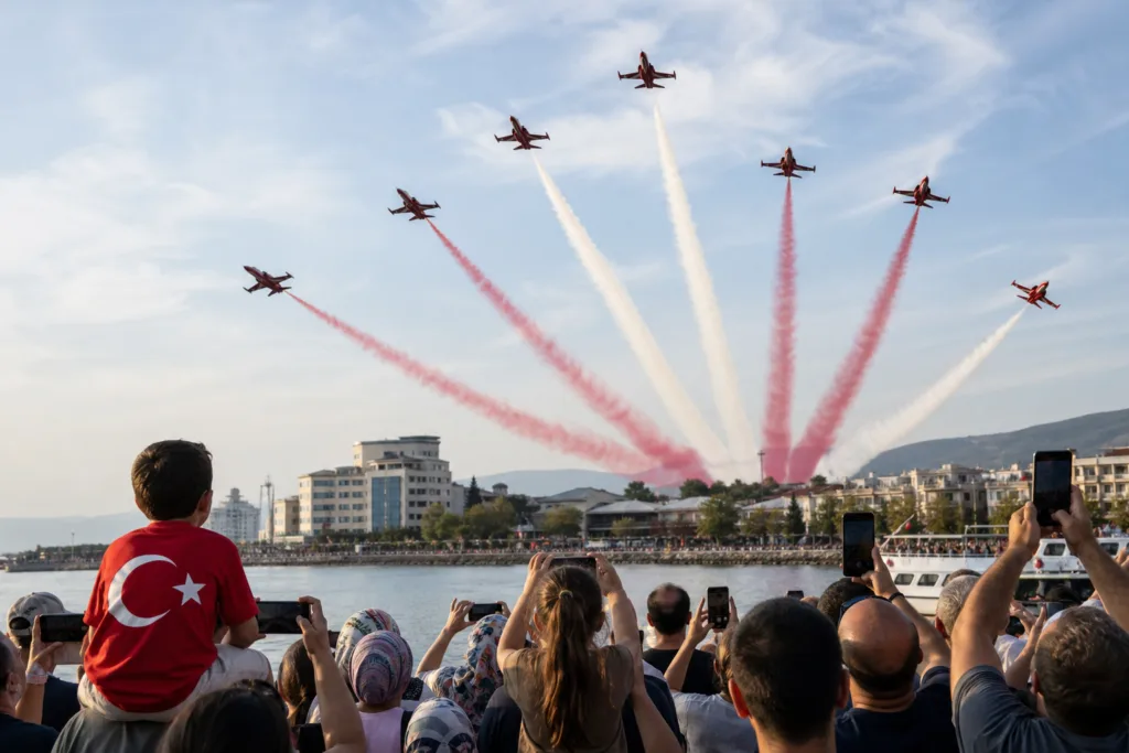 Türk Yıldızları Yalova’da Havada Aksiyon Dolu Gösteri Yaptı