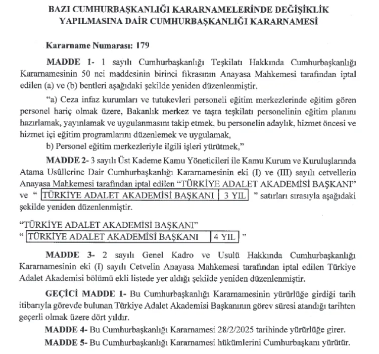Cumhurbaşkanı Kararnamesi