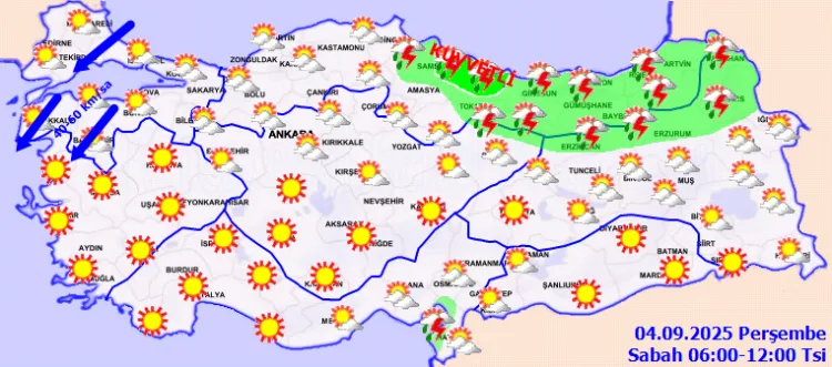 Türkiye’de Yerel Sağanak ve Kuvvetli Rüzgar Uyarısı