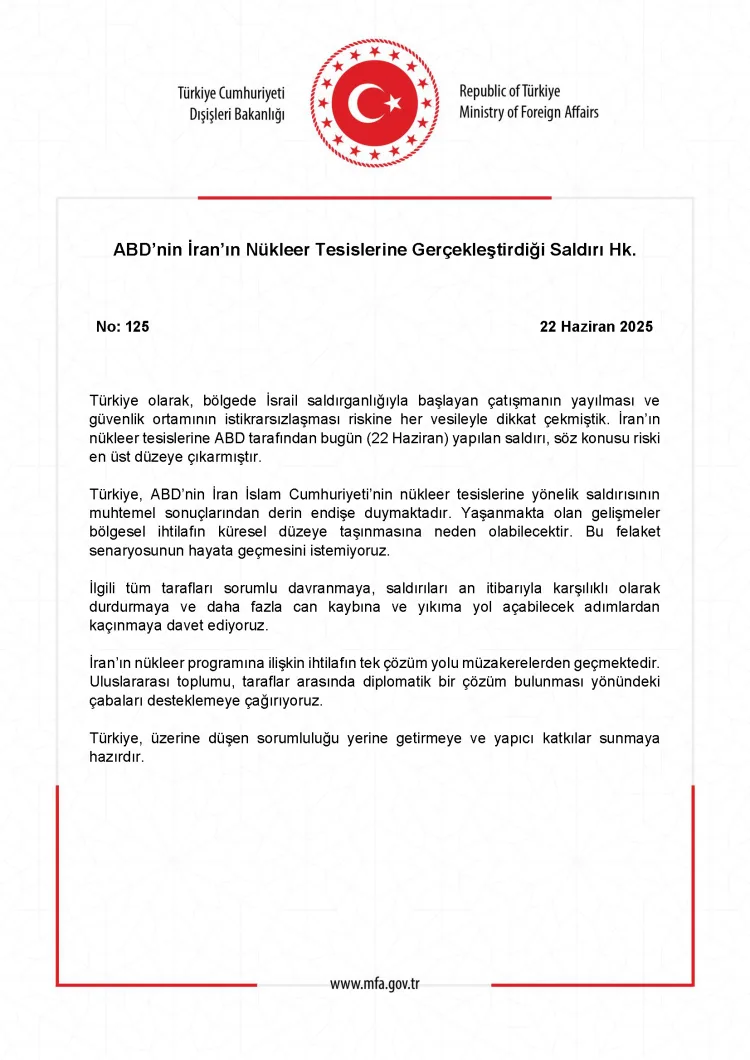 Türkiye’den ABD’nin Saldırısına Sert Tepki!