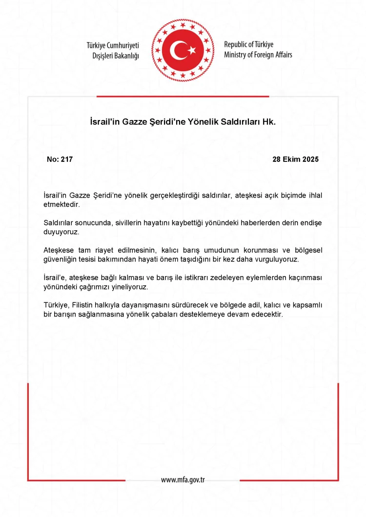 Türkiye’den İsrail’e Ateşkes Uyarısı!