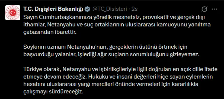 Türkiye’den Netanyahu’ya Sert Tepki: Yalanlar!