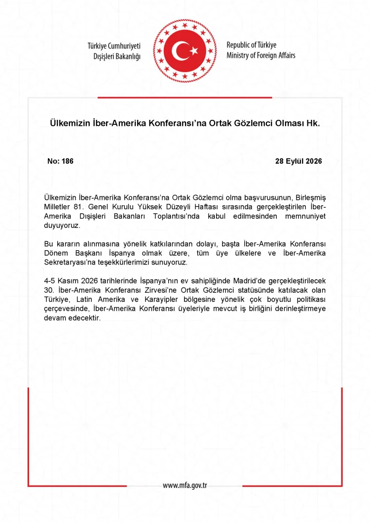 Türkiye İber-Amerika Konferansı’na Ortak Gözlemci!