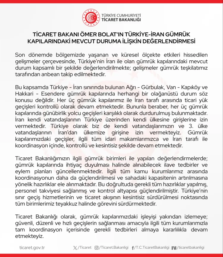 Türkiye-İran Sınırında Ticaret Kesintisiz Devam Ediyor