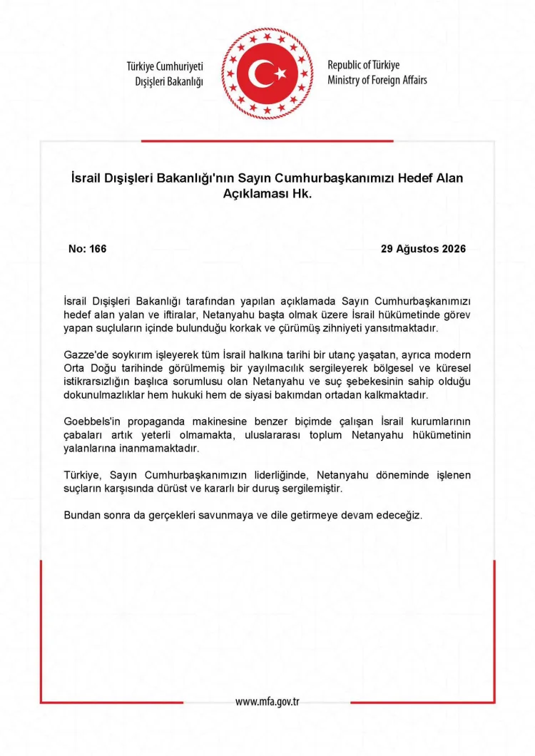 Türkiye, İsrail’in İddialarına Sert Yanıt Verdi