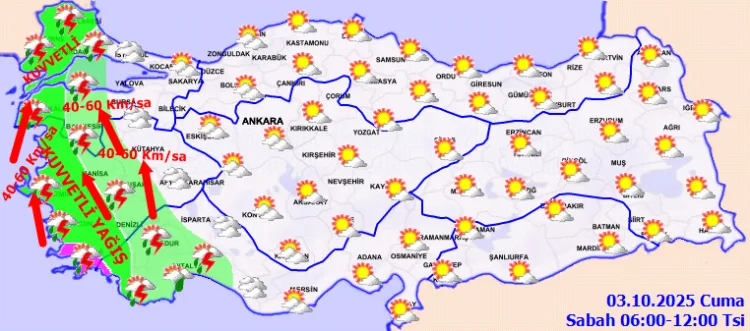 Türkiye’nin Batısında Fırtına ve Kuvvetli Yağış Uyarısı
