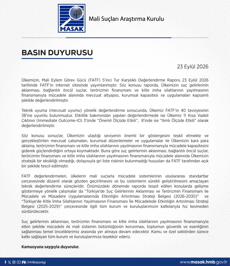 Türkiye’nin Gri Liste Riski Yok, FATF Tescilledi!