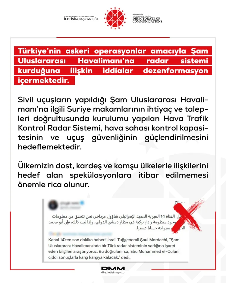 Türkiye’nin Şam’daki Radar İddialarına Yanıt