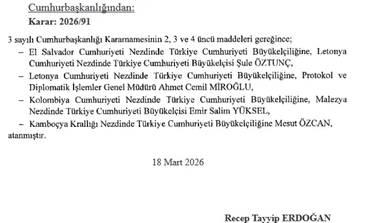 Türkiye’nin Yeni Büyükelçileri Göreve Başladı
