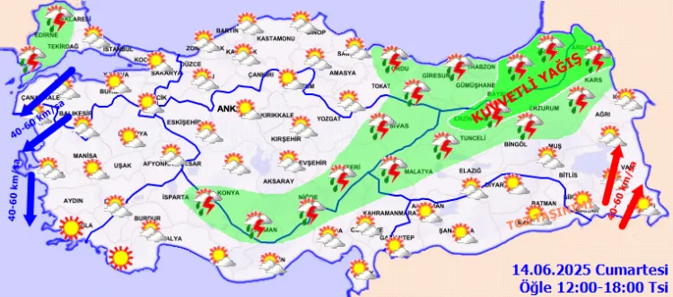 Ülke Genelinde Yerel Yağış ve Toz Taşınımı Bekleniyor