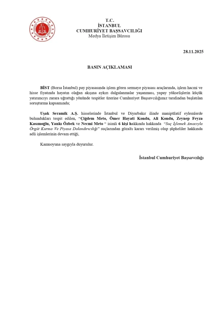Uşak Seramik Hisselerinde Manipülasyon Soruşturması!