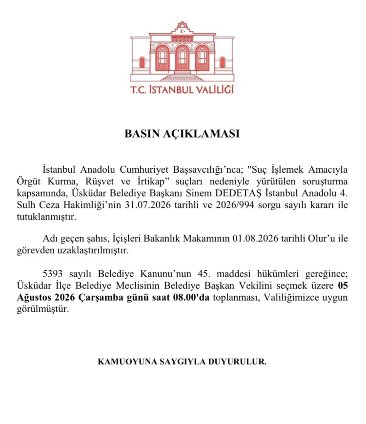 Üsküdar’da Başkan Vekili Seçim Tarihi Açıklandı