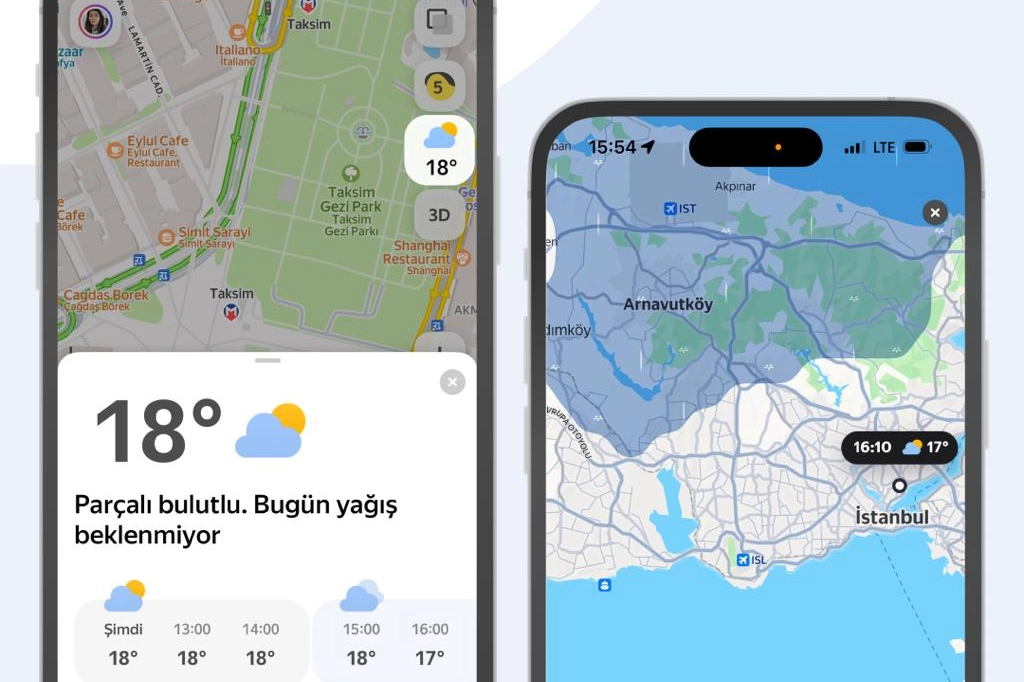 Yandex Maps’te Gerçek Zamanlı Hava Tahminleri!