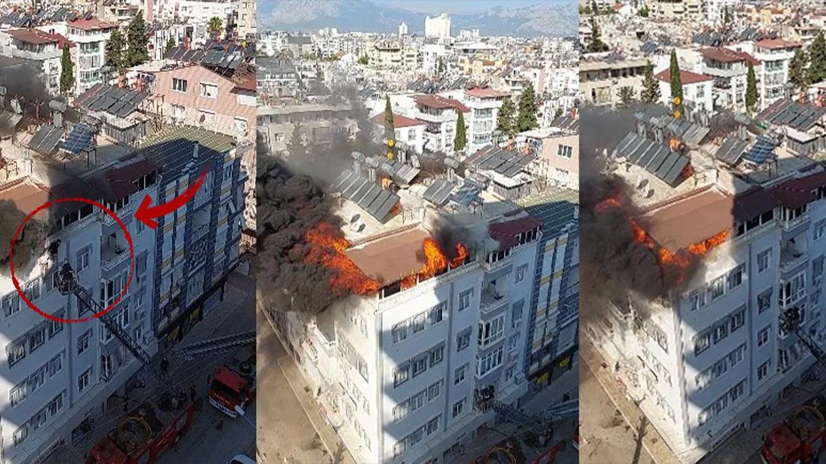 Yangında Pencereye Asılan İki Kişi Kurtarıldı
