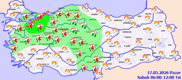 Yarın için dikkat: Kuvvetli yağış ve rüzgar!