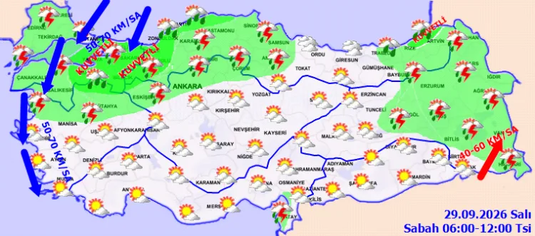 Yarın Kuvvetli Yağış ve Rüzgar Uyarısı Var!