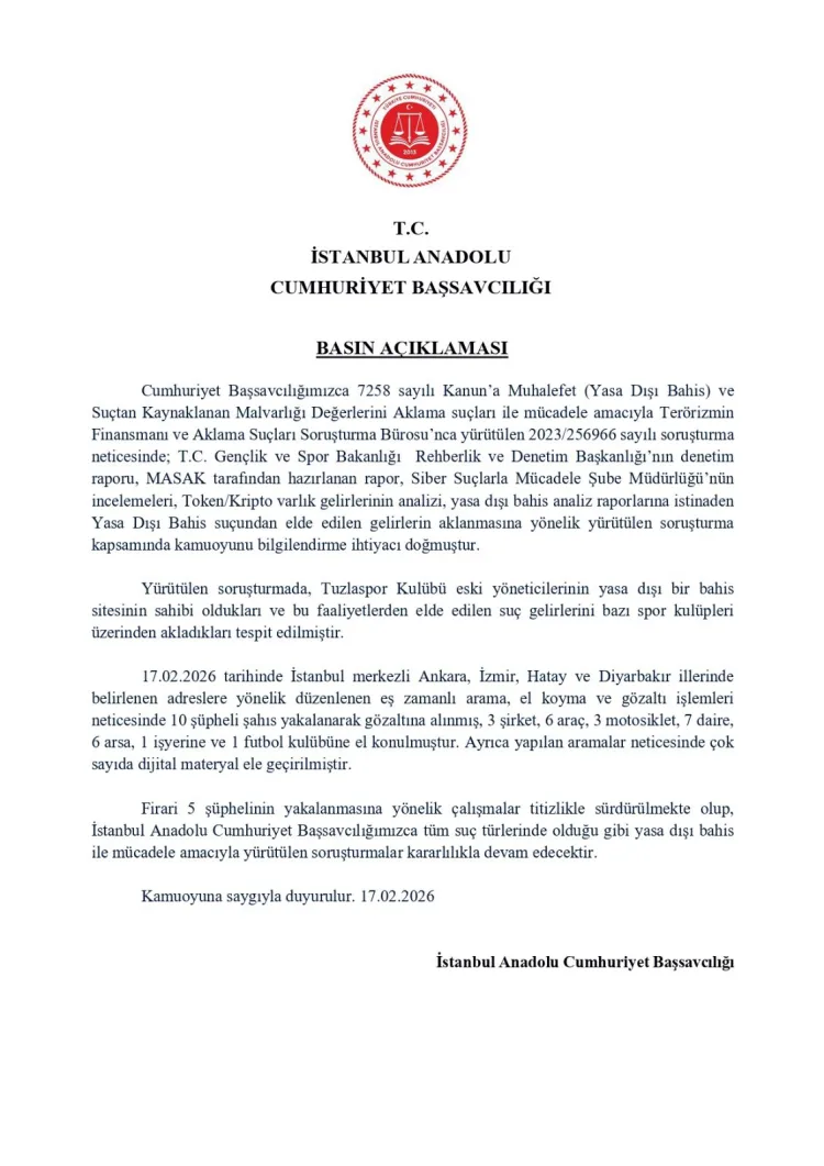 Yasa Dışı Bahis Operasyonunda 10 Gözaltı!