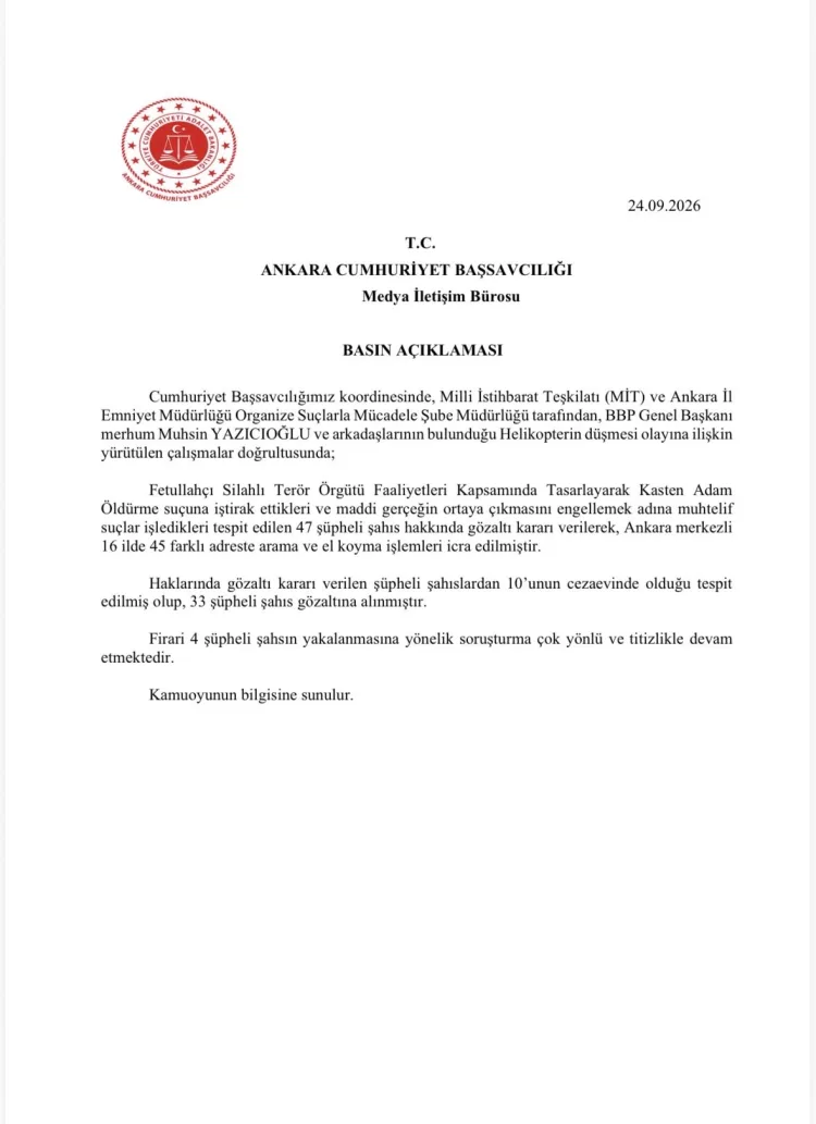 Yazıcıoğlu Kazası: 47 Şüpheliye Gözaltı Kararı