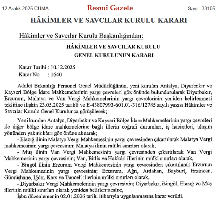 Yeni Yargı Düzeni: HSK Kararı Resmi Gazete’de!