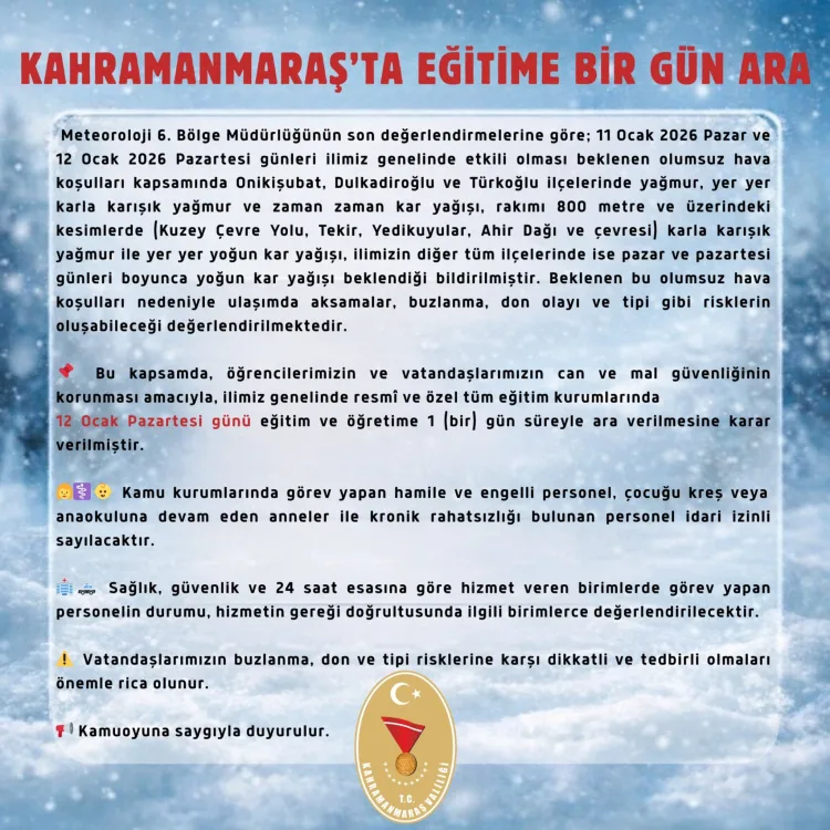 Yoğun Kar Yağışı Nedeniyle Okul Tatilleri Başladı!