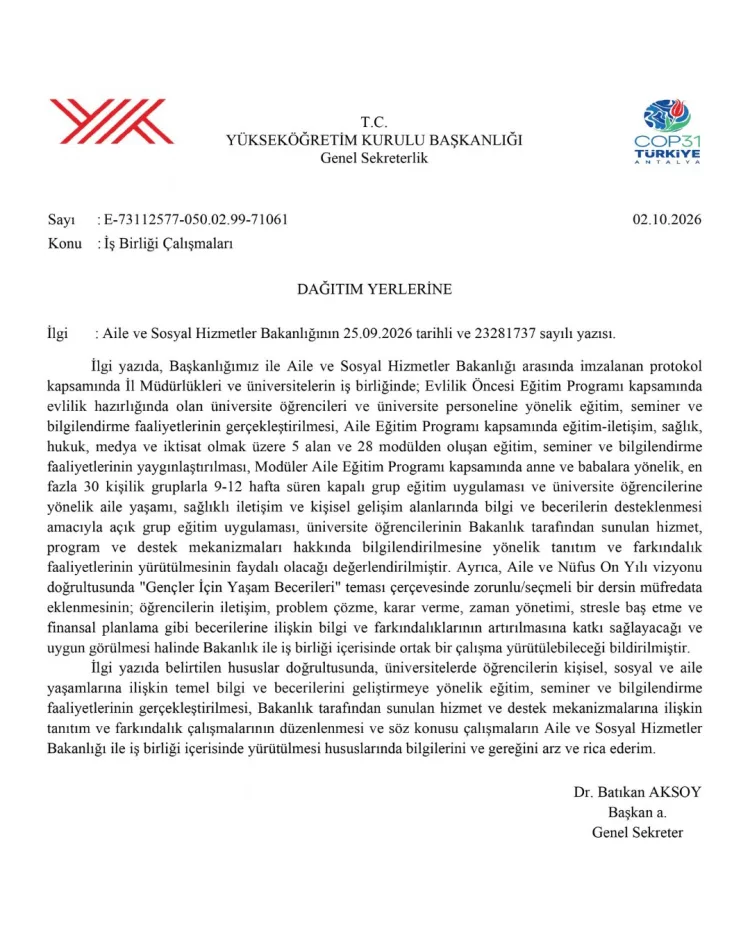 YÖK’ten Aile Eğitimi İçin Yeni Müfredat Çalışmaları