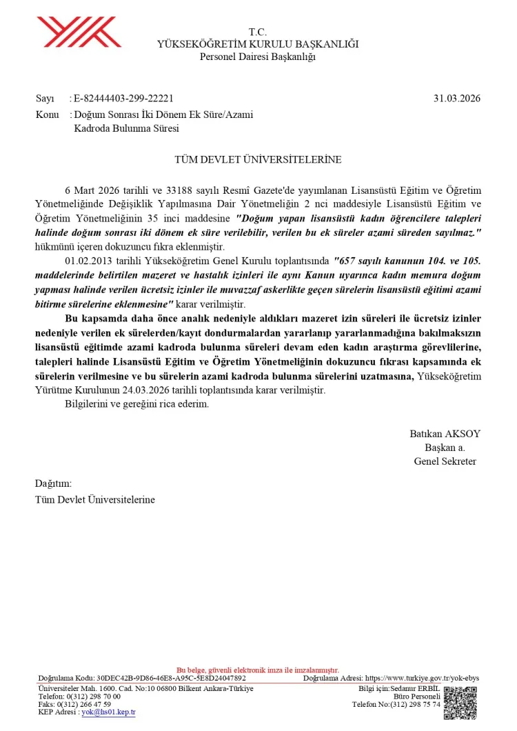 YÖK’ten Doğum Yapan Öğrencilere Ek Süre Müjdesi!