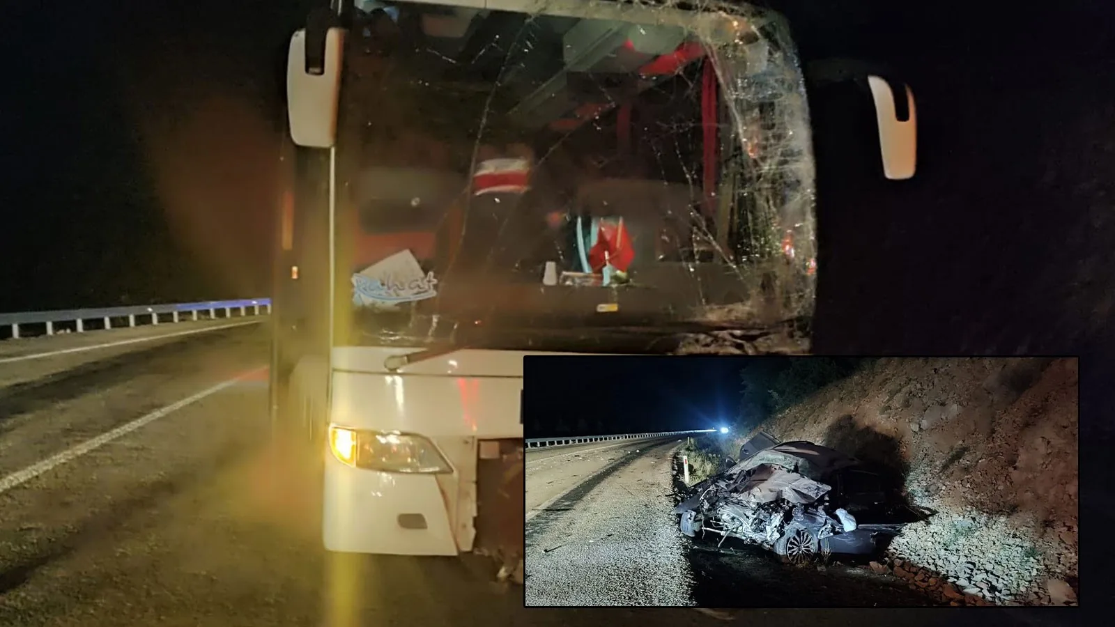 Yolcu Otobüsüyle Çarpışan Otomobilde Can Pazarı