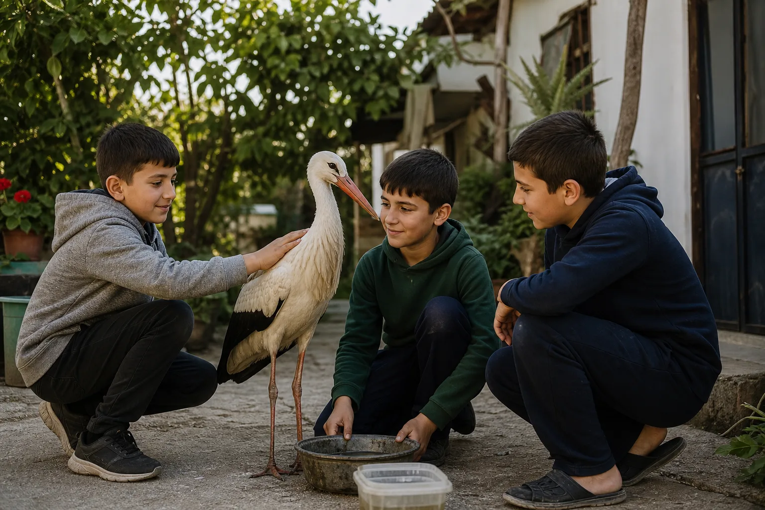 Yorgun Leylek, Çocuklarla İki Gün Geçirdi