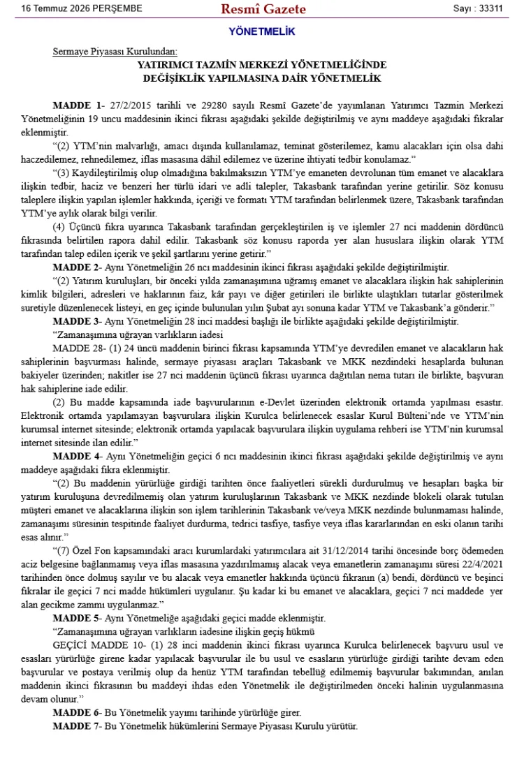 YTM Yönetmeliğinde Değişiklik: Yeni İade Süreci Başladı!